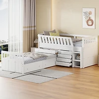 Streamdale Loft and Platform Bed with Drawers Guardrails (White)