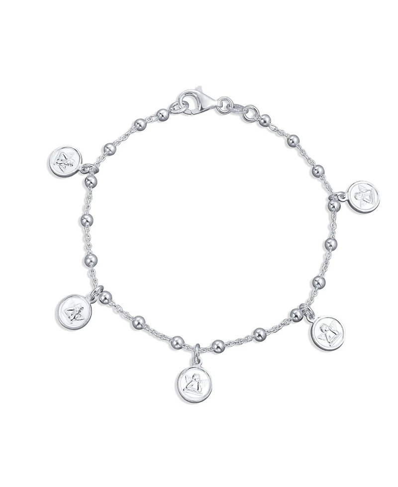 Bling Jewelry Protection Dangle Round Disc Medal Multi Charm Guardian Angels Cherubs Coin Bracelet Sterling Silver