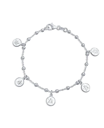 Bling Jewelry Protection Dangle Round Disc Medal Multi Charm Guardian Angels Cherubs Coin Bracelet Sterling Silver