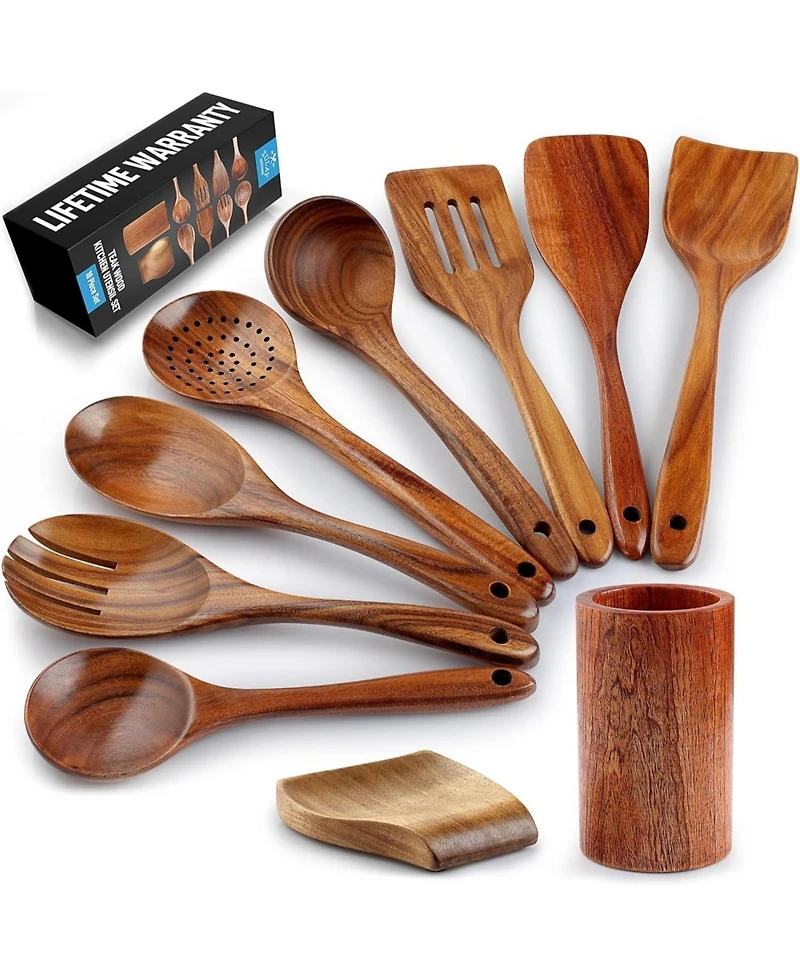Zulay Kitchen 10-Piece Wooden Spoons for Cooking
