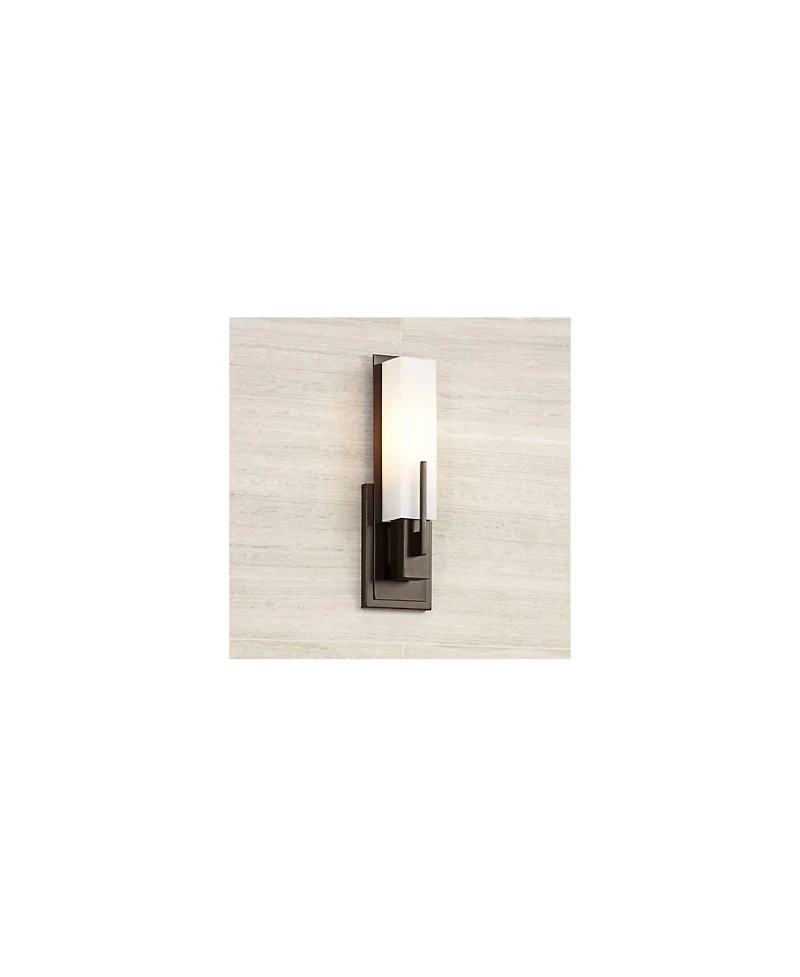 Possini Euro Design Midtown Modern Wall Light Sconce Bronze Hardwire 4 1/2" Fixture Opal White Glass Shade for Bedroom Bathroom Vanity Reading Ho
