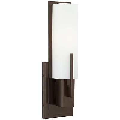 Possini Euro Design Midtown Modern Wall Light Sconce Bronze Hardwire 4 1/2" Fixture Opal White Glass Shade for Bedroom Bathroom Vanity Reading Ho