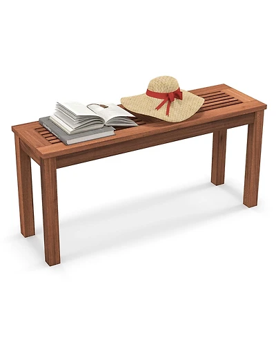 Patio Backless Bench 2-Seater Outdoor Dining Bench Solid Wood Garden Backyard