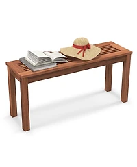 Patio Backless Bench 2-Seater Outdoor Dining Bench Solid Wood Garden Backyard