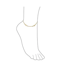 Bling Jewelry Multi Puff Station Hearts Charm Anklet Ankle Bracelet Beaded Ball Chain Rose Gold Vermeil Sterling Silver 9 Inch Flexible