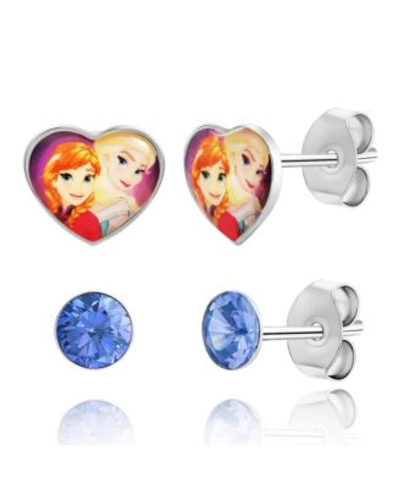 Disney Frozen Stud Earrings Set Blue Crystal Stud Earrings Anna Elsa Earrings