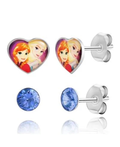 Disney Frozen Stud Earrings Set Blue Crystal Stud Earrings Anna Elsa Earrings
