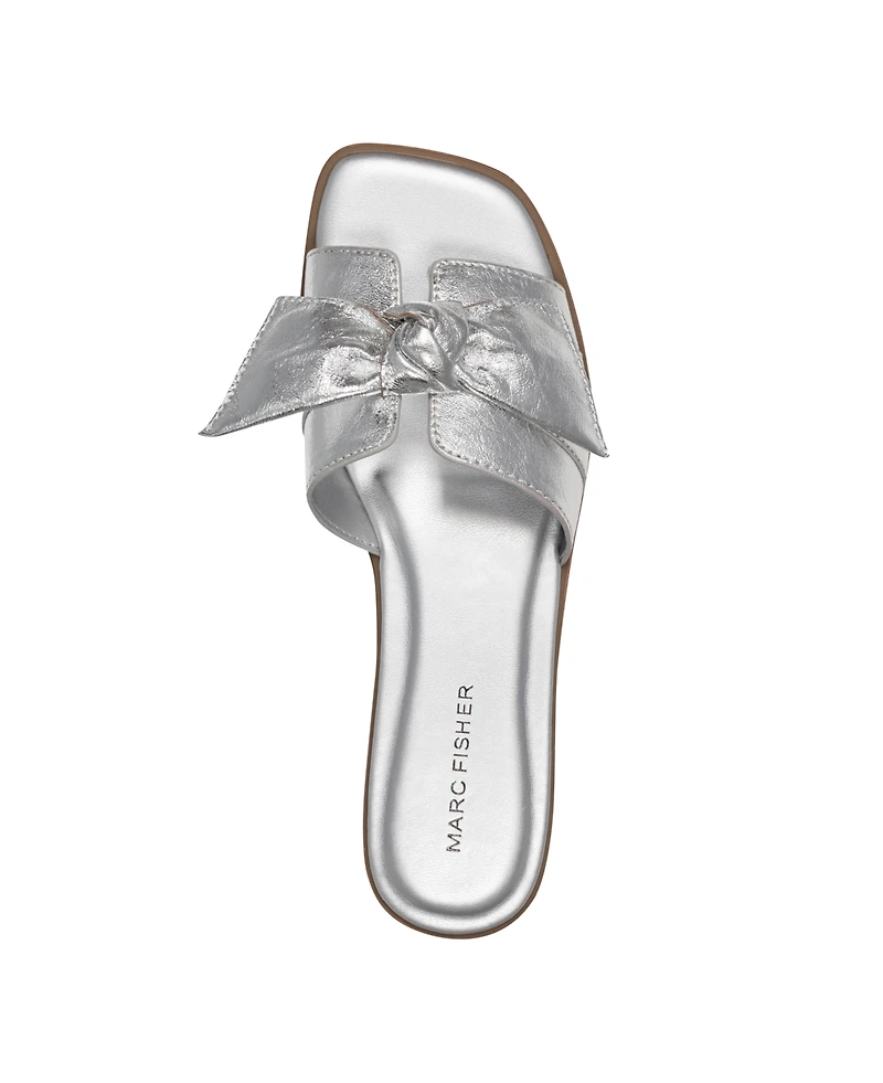 Marc Fisher Women's Finey Square Toe Slip-On Flat Sandals