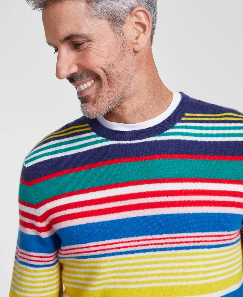 Club Room Men's 100% Cashmere Stripe Crewneck Sweater