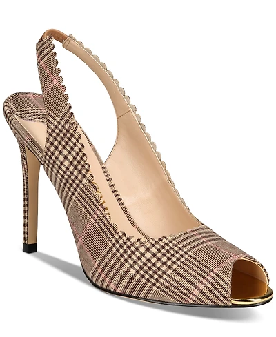 Things Ii Come Women's Laura Luxurious Scallop Peep Toe Slingback Pumps
