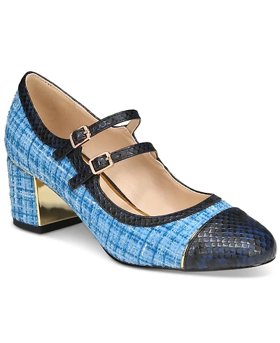 Things Ii Come Women's Mela Luxurious Round-Toe Mary-Jane Block-Heel Pumps