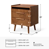 Hulala Home Mid-century Lisa 3-Drawer Nightstand with Solid Wood Legs