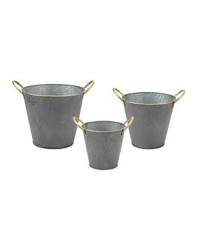 Slickblue Metal Pail Planter, Rustic Charm for Your Plants (Set of 3)