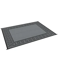 Outsunny Reversible Outdoor Rug with Carry Bag, 9' x 12', Black & Gray