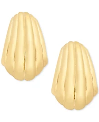 Grooved Textured Teardrop Stud Earrings in 10k Gold
