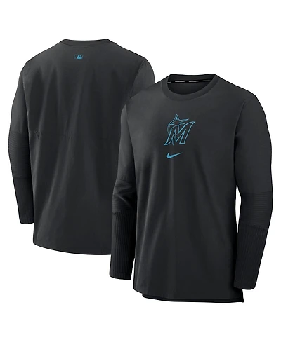 Nike Men's Black Miami Marlins Authentic Collection Player Performance Pullover Sweatshirt