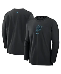 Nike Men's Black Miami Marlins Authentic Collection Player Performance Pullover Sweatshirt