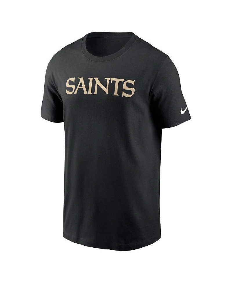 Nike Men's Black New Orleans Saints Primetime Wordmark Essential T-Shirt