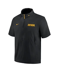 Nike Men's Black Iowa Hawkeyes 2024 Sideline Coach Short Sleeve Half-Zip Hoodie Jacket