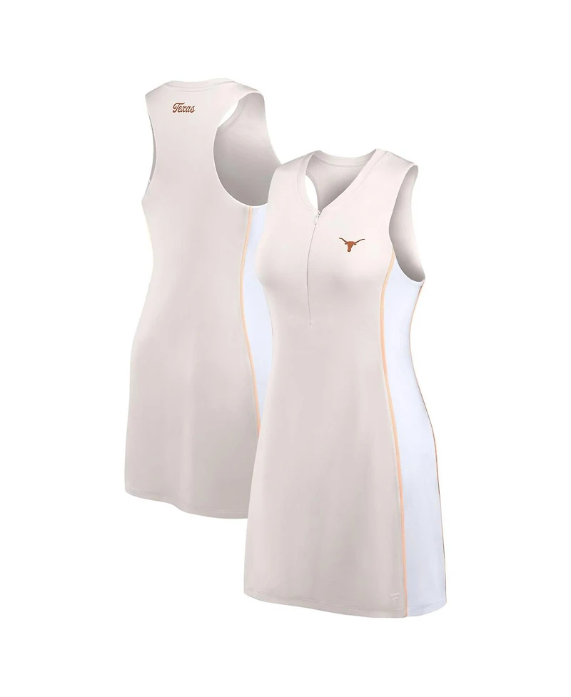 Fanatics Women's White Texas Longhorns Studio Boost Athletic Half-Zip Dress