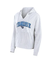 Fanatics Women's White/Gray Tennessee Titans Striped Notch Neck Pullover Hoodie