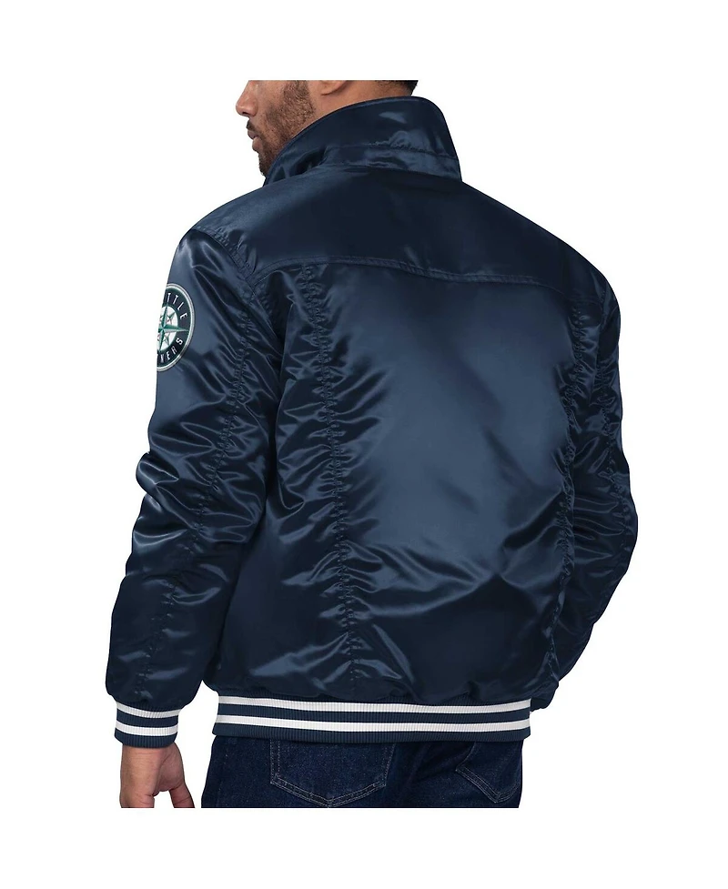 Levi's x Starter Men's Navy Seattle Mariners Silver Tab Satin Full-Snap Trucker Jacket