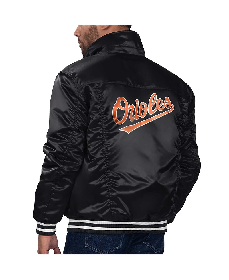 Levi's x Starter Men's Black Baltimore Orioles Silver Tab Satin Full-Snap Trucker Jacket