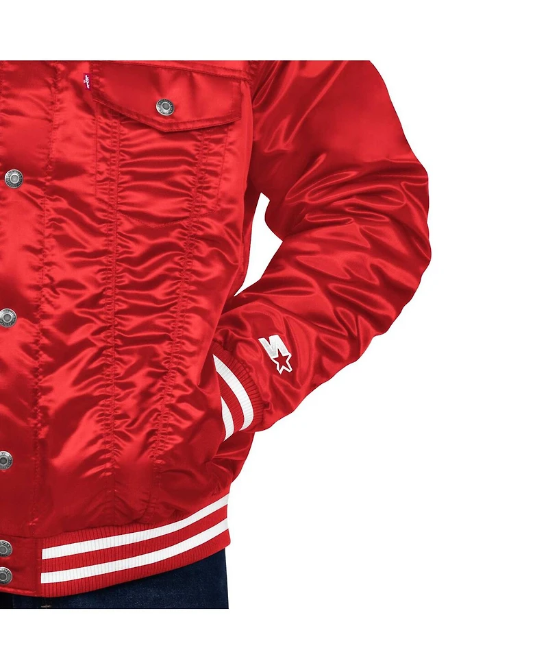 Levi's x Starter Men's Red St. Louis Cardinals Silver Tab Satin Full-Snap Trucker Jacket