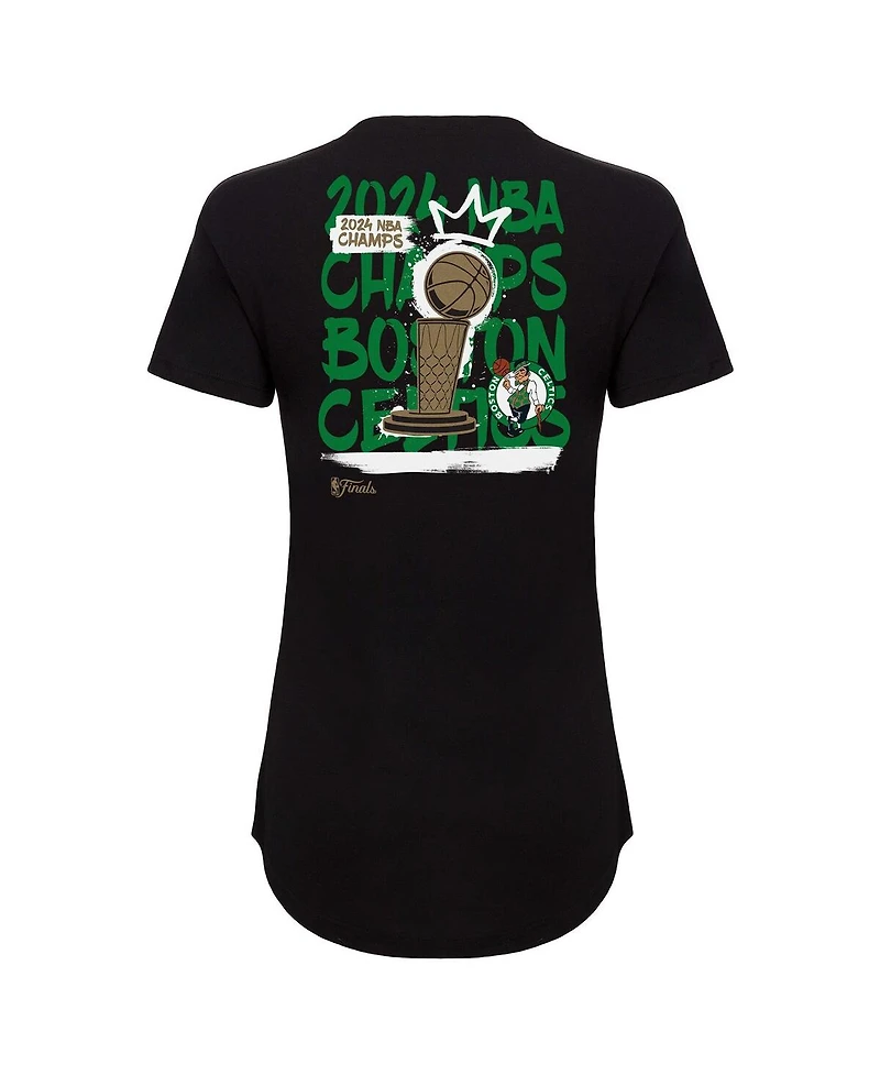 Sportiqe Women's Black Boston Celtics 2024 Nba Finals Champions King of the Court Phoebe Tri-Blend T-Shirt