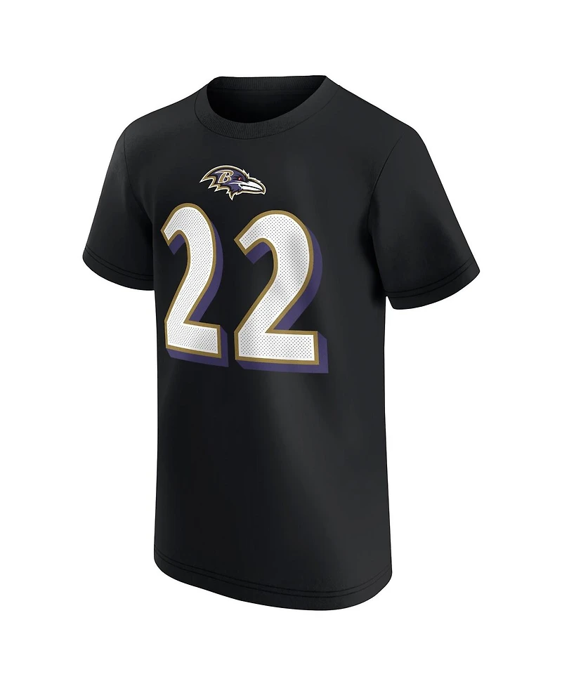 Nike Big Boys and Girls Derrick Henry Black Baltimore Ravens Player Name Number T-Shirt