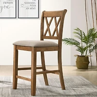 Streamdale Fabric Upholstered Counter Height Dining Chairs, Set of 2, Tan
