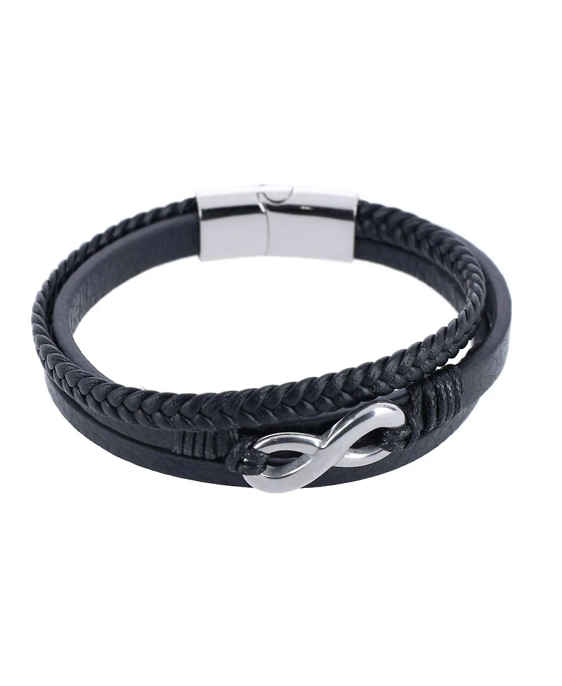 Trafalgar Loose Fit Infinity 3 Band Secure Clasp Leather Bracelet