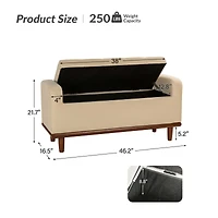 Hulala Home Upholstered Modern Flip Top Storage Bench with Metal Base