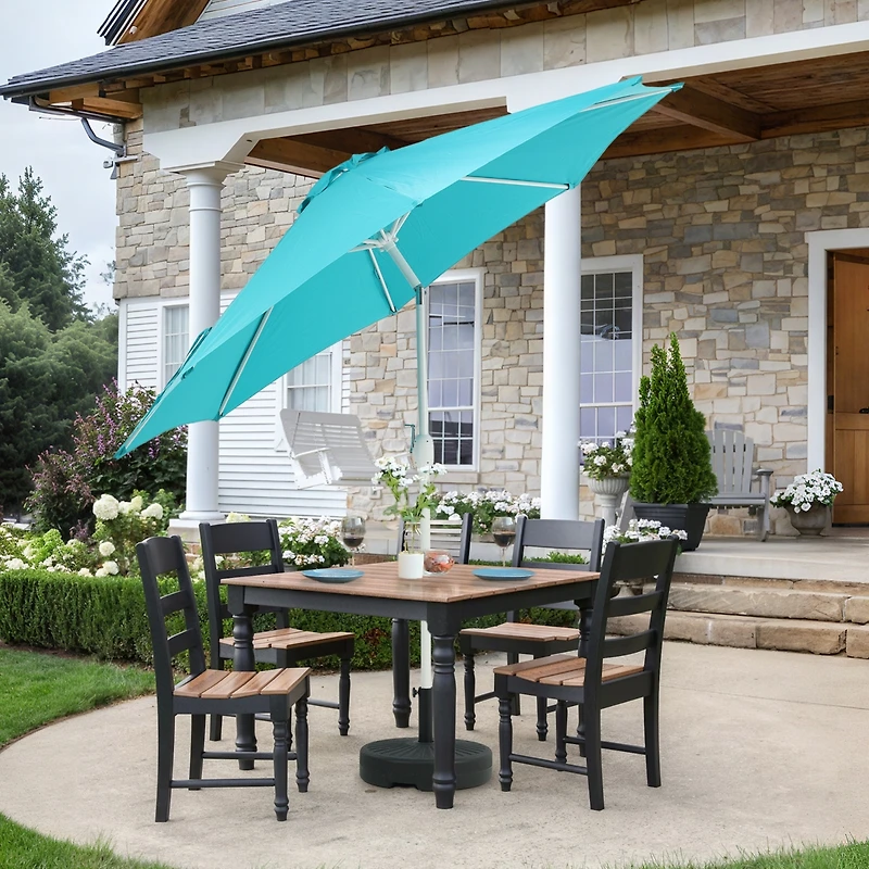 Aoodor 9FT Outdoor Patio Market Umbrella Aluminum Frame with Push Button Tilt Crank and 8 Steel Ribs, Uv Protection Waterproof