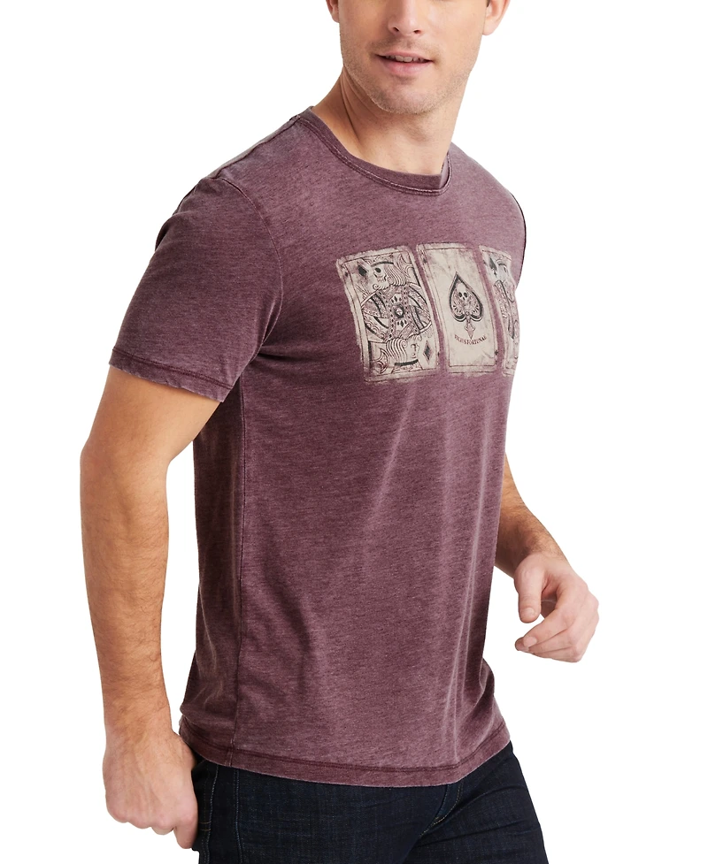 Lucky Brand Men's Poker Cards Short Sleeve T-Shirt, Port Royle Burnout