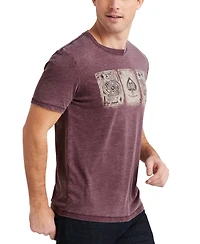 Lucky Brand Men's Poker Cards Short Sleeve T-Shirt, Port Royle Burnout
