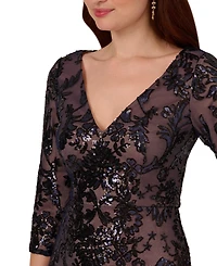 Adrianna Papell Women's V-Neck 3/4-Sleeve Sheath Dress
