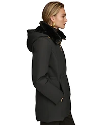 Donna Karan New York Women's Faux-Fur-Collar Short Puffer Coat