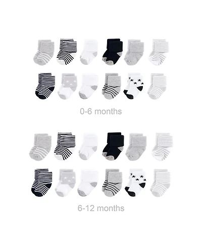 Hudson Baby Boys Unisex Grow with Me Fit Cotton Terry Socks for Growing Feet
