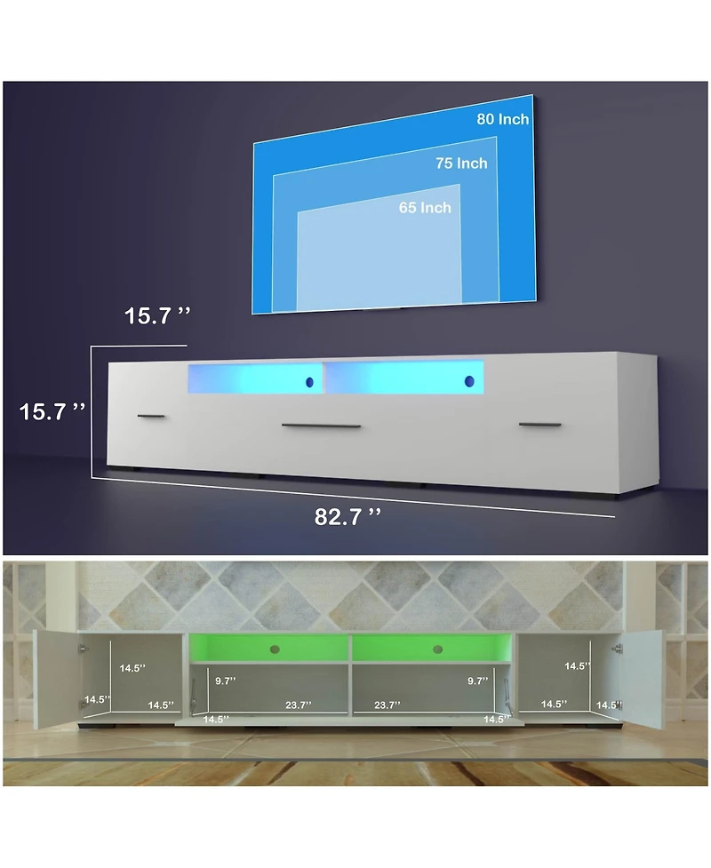 Streamdale Rgb Led Tv Cabinet with 90% Storage Space and Multicolor Modes