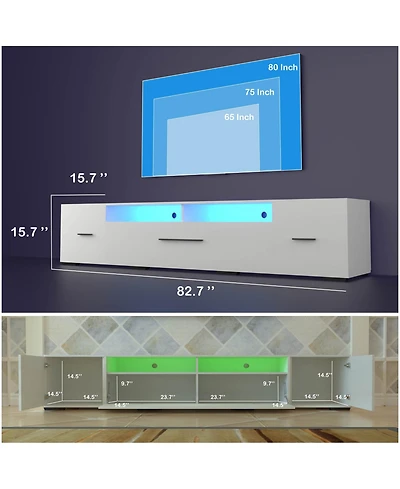 Streamdale Rgb Led Tv Cabinet with 90% Storage Space and Multicolor Modes