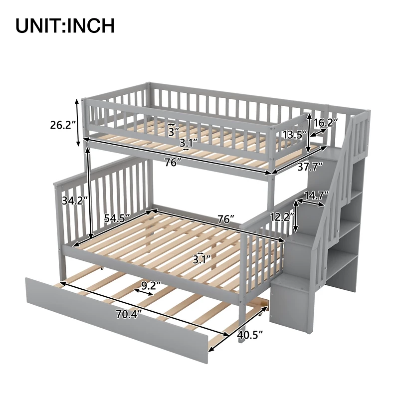 Streamdale Twin Over Full Bunk Bed With Trundle And Staircase