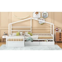 Streamdale Twin House Platform Bed With Three Storage Drawers