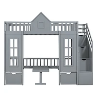 Streamdale Twin-Over-Twin Bunk Bed with Convertible Desk and Changer