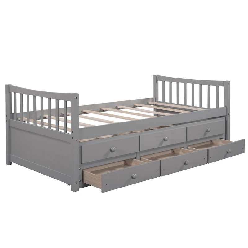 Simplie Fun Daybed With Trundle And Drawers, Twin
