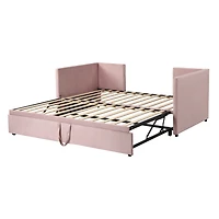 Streamdale Twin Size Upholstered Daybed With Extendable Trundle, Pink