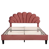 Streamdale Velvet Flower Platform Bed, Queen