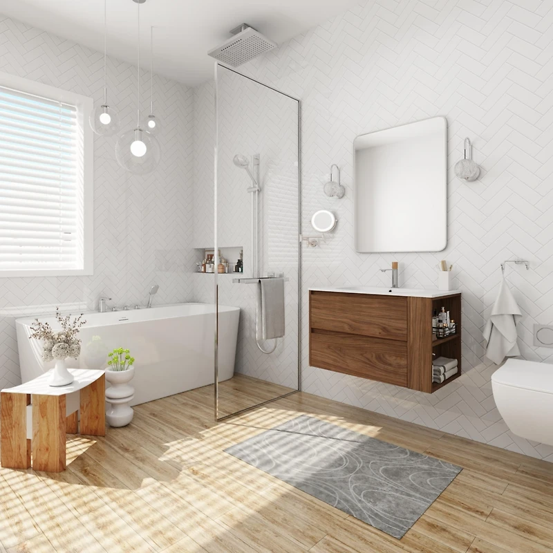 Streamdale 30" Wall Mounting Bathroom Vanity With Gel Sink