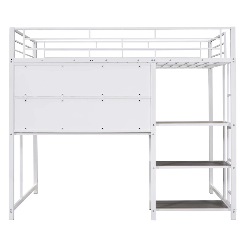 Streamdale Metal Loft Bed with Desk, Shelves & Ladder