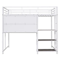 Streamdale Metal Loft Bed with Desk, Shelves & Ladder